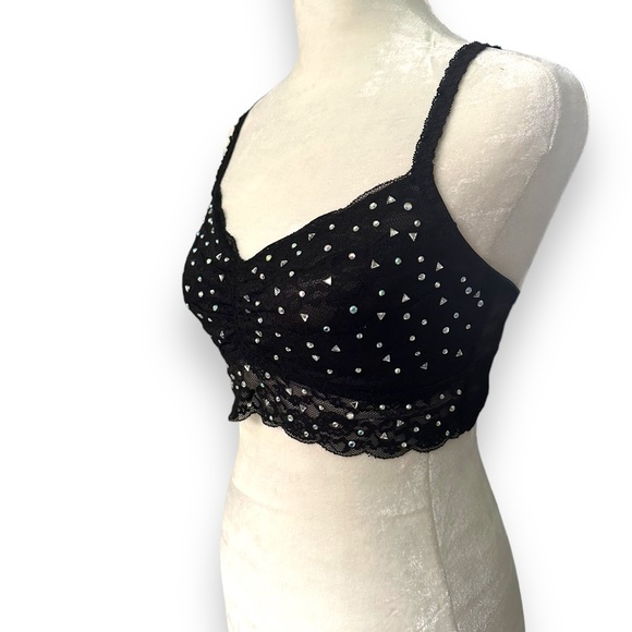 ✨Limited Edition✨ Victoria’s Secret PINK 💎Rhinestone Black Lace Bralette - Picture 3 of 8
